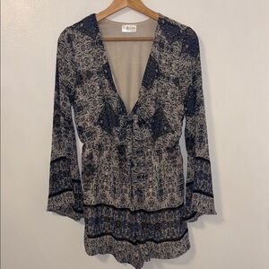 Elegant Blue and Cream Romper